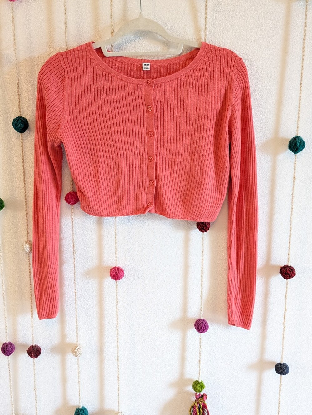 Ribbed Button-Front Crop Top - Coral Pink